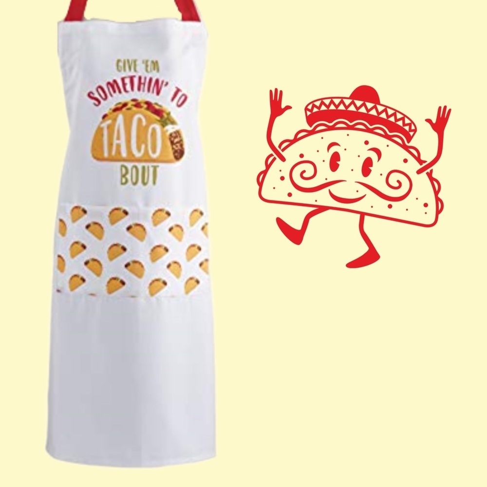 Give 'Em Something to Taco Bout Apron Funny Kitchen Apron Cotton One Size NWT